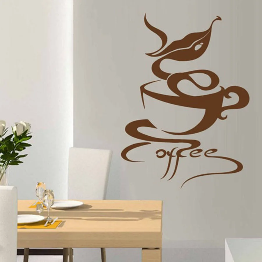 Coffee Shop Decal Hot Drink Cappuccino Cafe Interior Decor Vinyl Wall Sticker Aroma Lips Door Window Glass Mural Decals S956 | Дом и сад