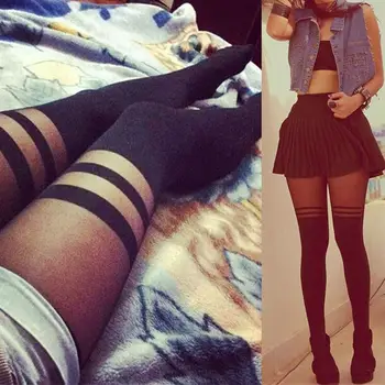 

2020 Spring And Autumn Fashion Women Sexy Anti-hook Stockings Stitching Wire Girls Stripe Stockings High Ladies E3P6