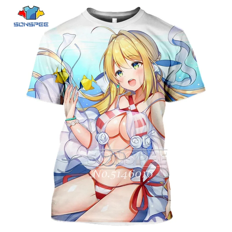 Мужская футболка с 3D принтом SONSPEE Fate/stay night Повседневная летняя уличная одежда
