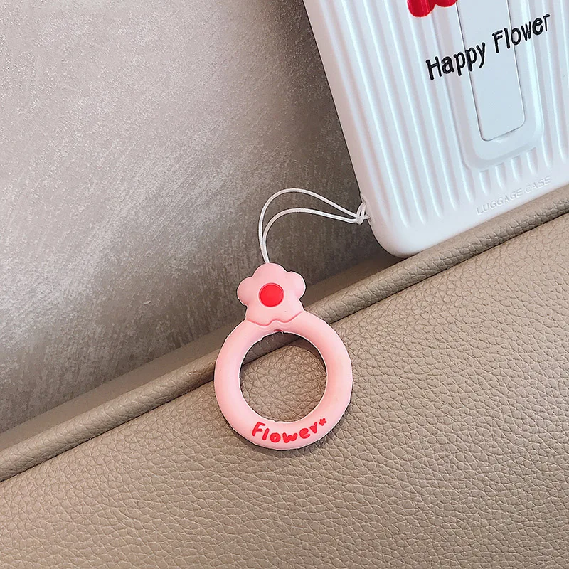 Cute Flower Finger Ring Strap For Airpods Keychain Multi-function Mobile Phone Lanyards Straps For iphone 7 plus XS Max Cases