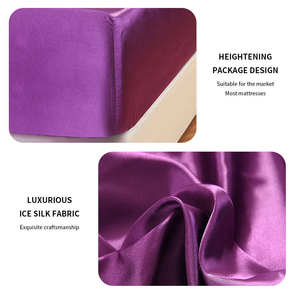 Сплошной цвет Матрас протектор простыни смоделированные атласные шелковые простыни на резинке Drap Housse de Matela
