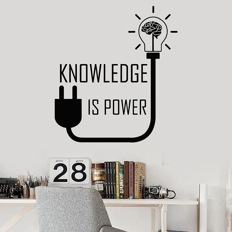 Brain Idea Wall Decal Knowledge Is Power Motivational Quotes Door