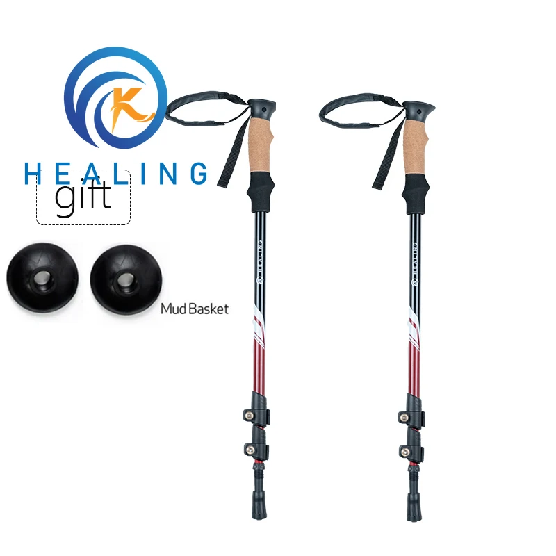 Red Hiking Camping Equipment Walking Stick 7075 Aluminum Trekking poles Quick Flick Out Lock Outdoor | Спорт и - Цена: 2 614,71 - 4 560,04 руб.