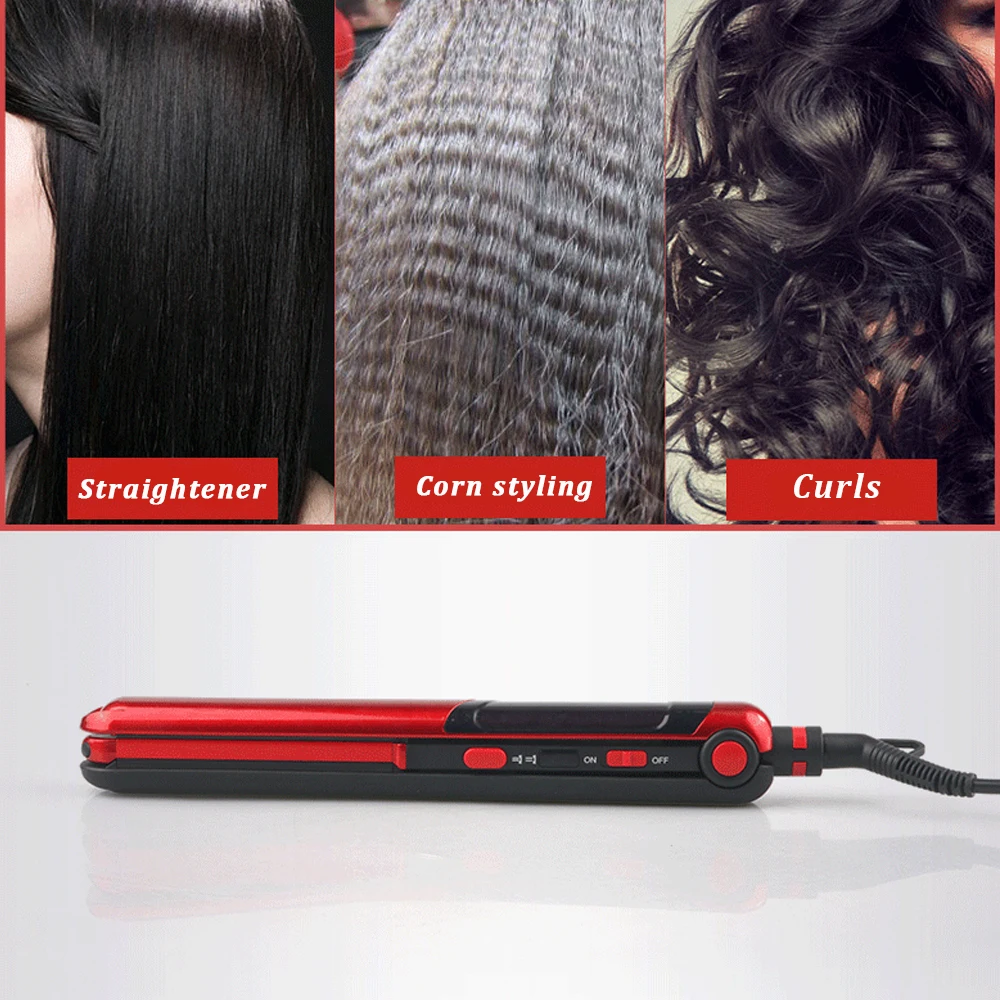 

Ultra-Thin Hair Straightener Curler Professional Ceramic Flat Iron For Short Hair Women and Men Fast Styling Adjustable Tools