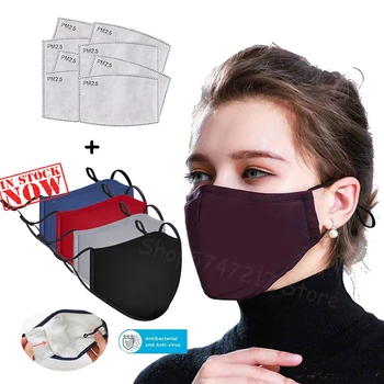 

4pcs Cotton Black Mask Mouth Face Mask Anti Dust PM2.5 Mouth Mask Activated Carbon Filter Mask Fabric Masks washable Reusable