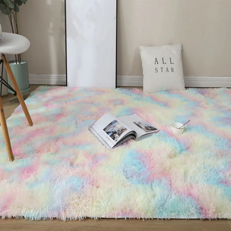 

Multisize Fur Carpet Dyeing Plush Soft Fluffy Rug Water Absorption Rugs Kids Bedroom Decor Living Room Anti-slip Floor Mats