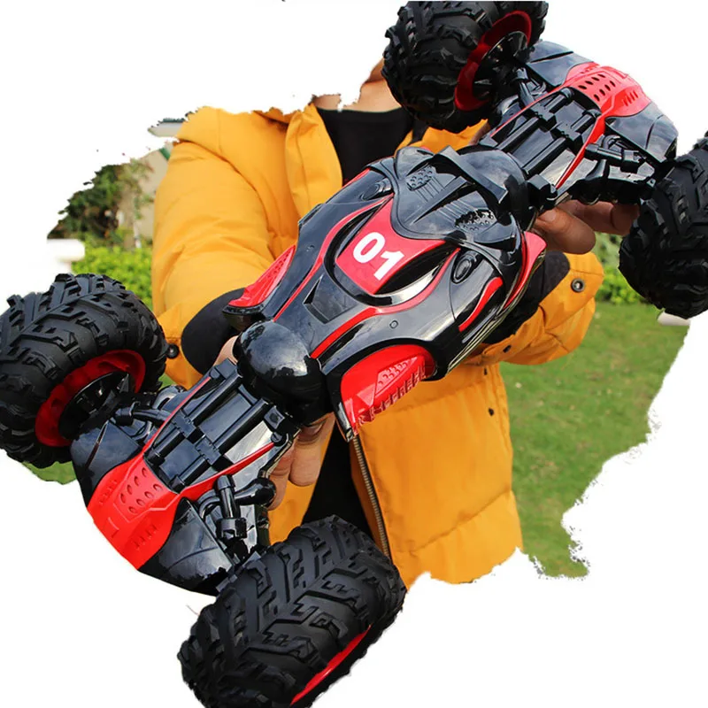 42.CM 1/12 RC 2,4G 4WD металлический пульт дистанционного управления внедорожником автомобильный двусторонний трюк четырехколесный привод скалолазание деформация автомобиль движущаяся детская игрушка - Цвет: Red