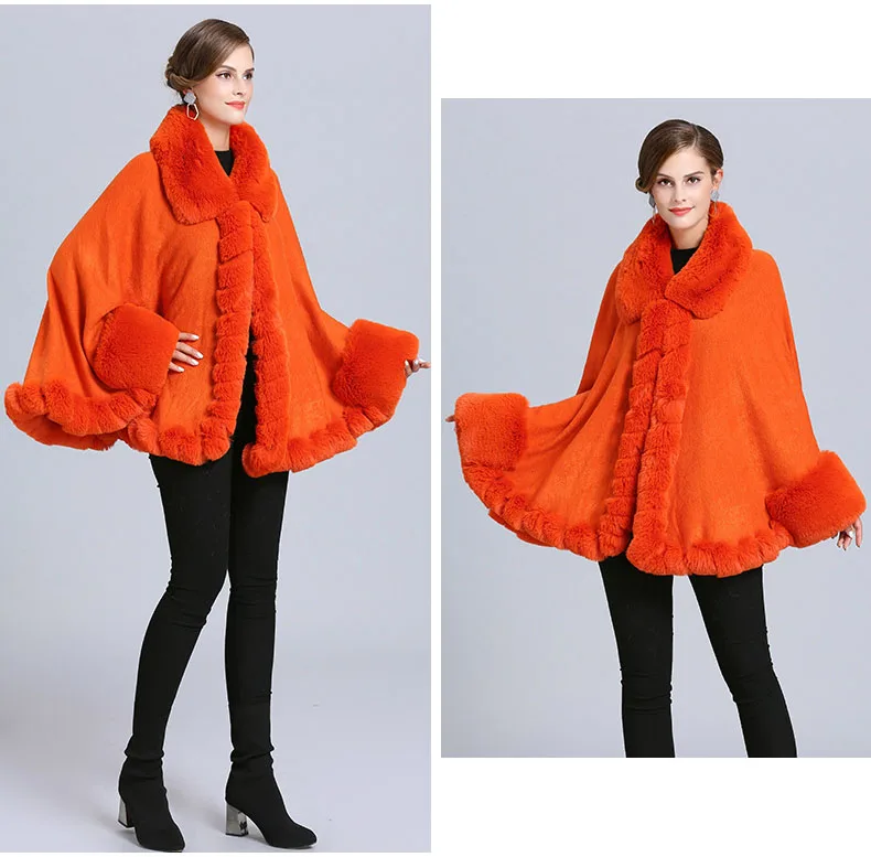 Европейский стиль, пальто с отворотом ручной работы, волнистое пальто из лисьего меха, свободная Вязаная кашемировая куртка, шаль из искусственного меха, накидка Cardigna для женщин, Осень-зима