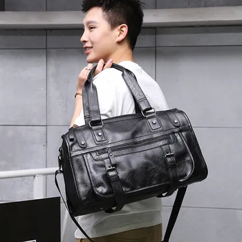 

2019 travel bag new mobile PU men's bag large capacity business briefcase outdoor shoulder bag sports fitness bag