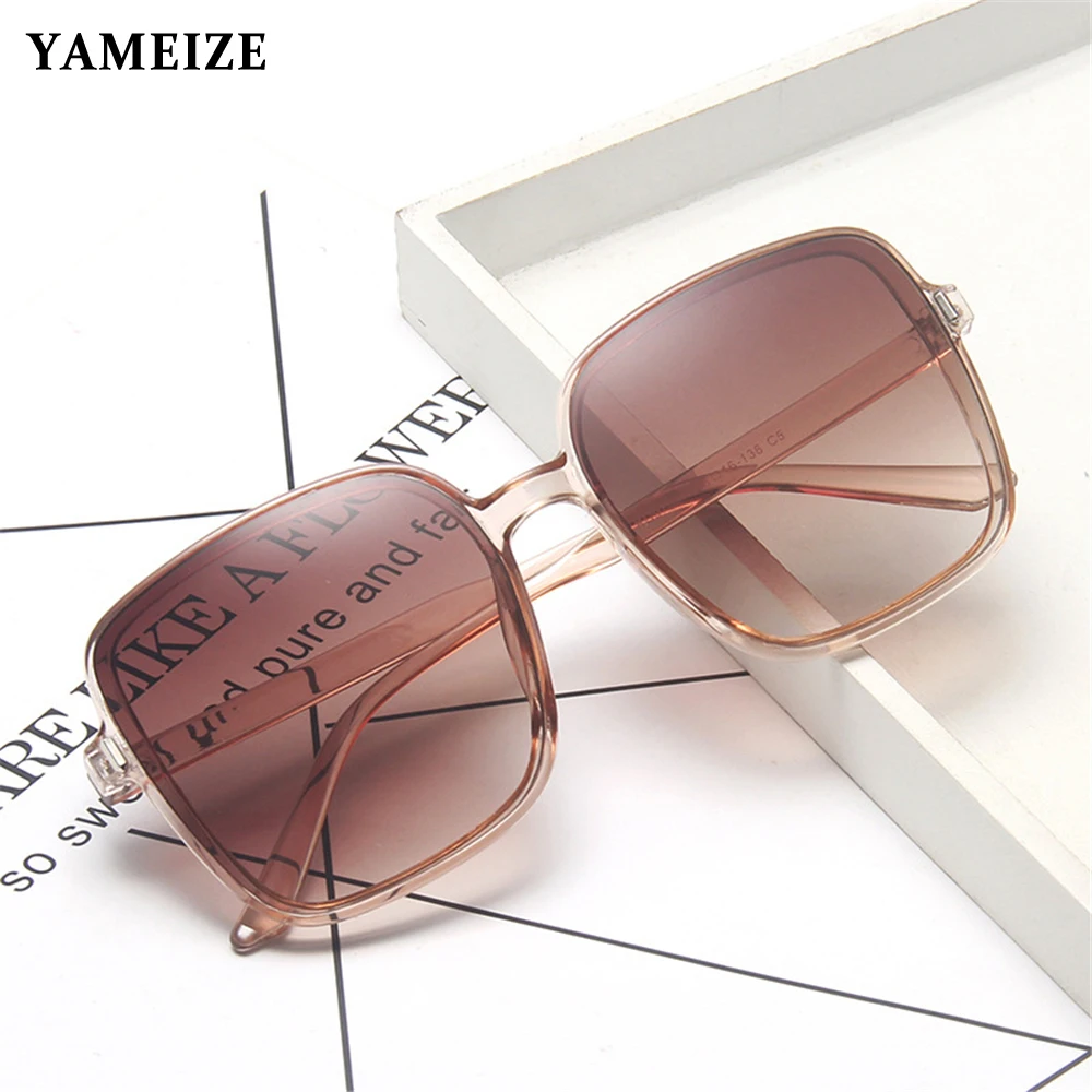 

YAMEIZE Oversized Square Sunglasses Women Men Big Frame Female Sun Glasses Fashion Gradient Male Vintage Sunglasses Oculos