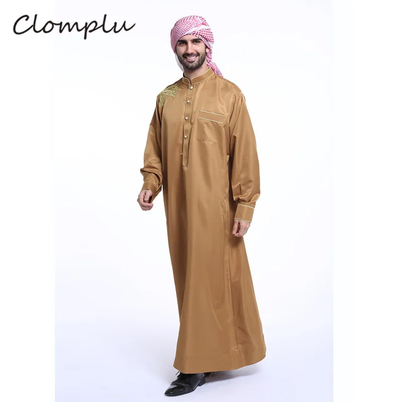 Clomplu абайя, кафтан jubba tobe мусульманская одежда abaya Дубай индийские платья индия плюс размер 3XL длинный рукав, мусульманский платье - Цвет: Camel