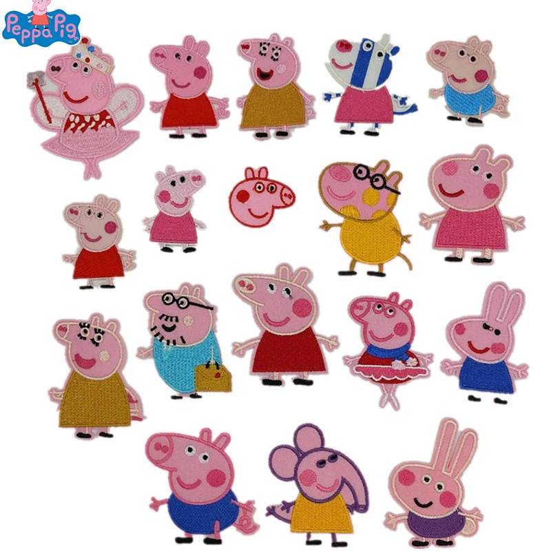 18 Pcs/lot Peppa Pig Stickers Toys Cute Cartoon Clothes Patch Children Clothing Embroidery Badges Decorative Decal For Kid Gift |