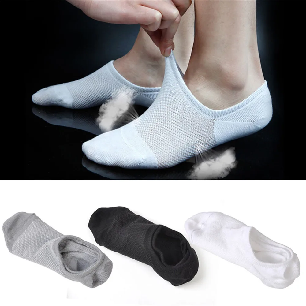 

Jeseca 3 Pairs Summer Mesh Breathable Short Socks Stripe Non-slip Silicone Sock Men's No Show Invisible Boat Sox For Mens Gifts