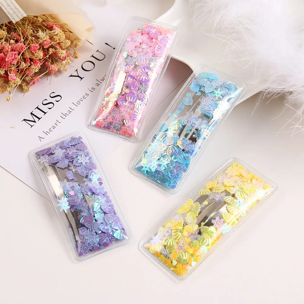 

1PC Plastic Candy Color Shining Kids Hair Clips Heart Transparency Beads Children Hairpins Baby Barrette A6