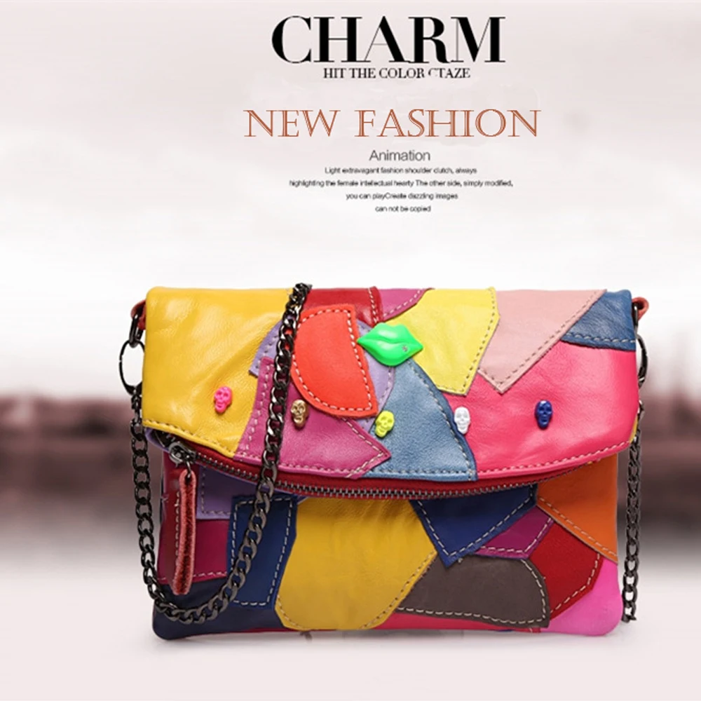 100% натуральная кожа красочные сумки на плечо ручная работа настоящая через