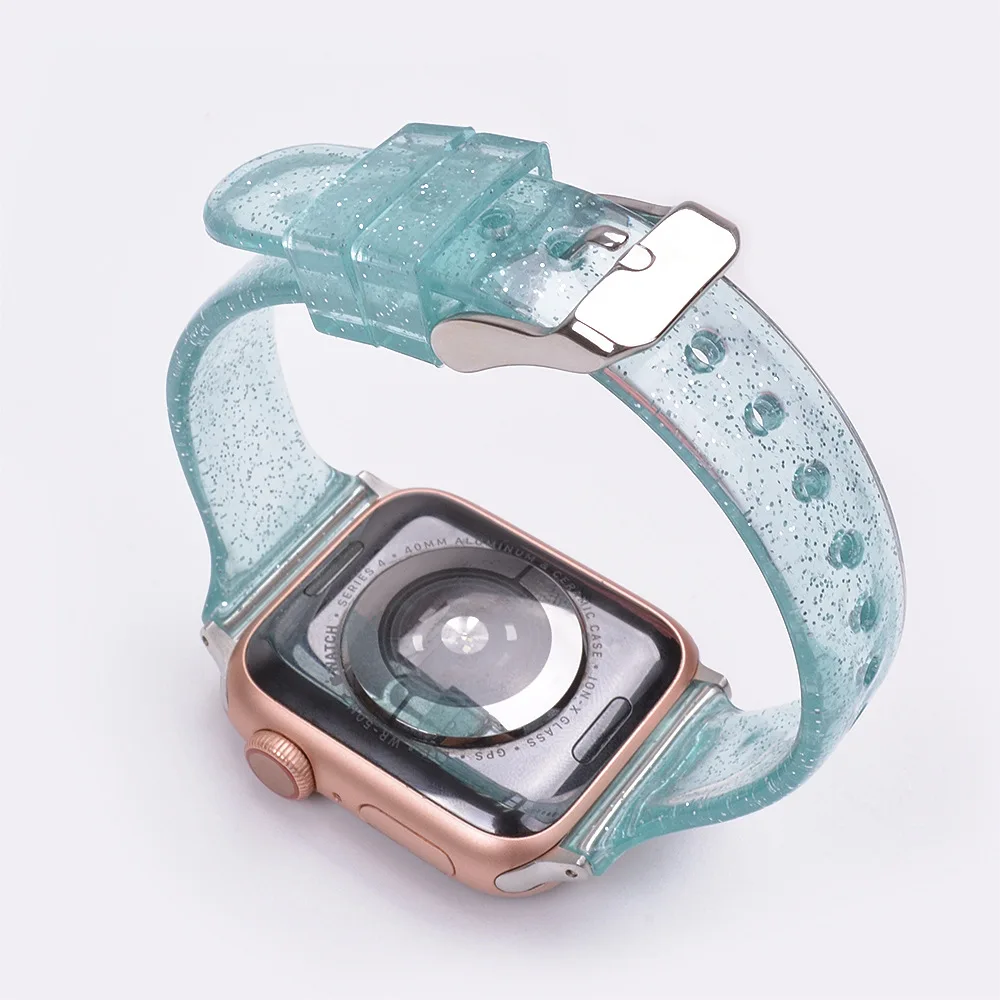 Прозрачный силиконовый ремешок для Apple watch 3 38 мм 42 летний Блестящий женский