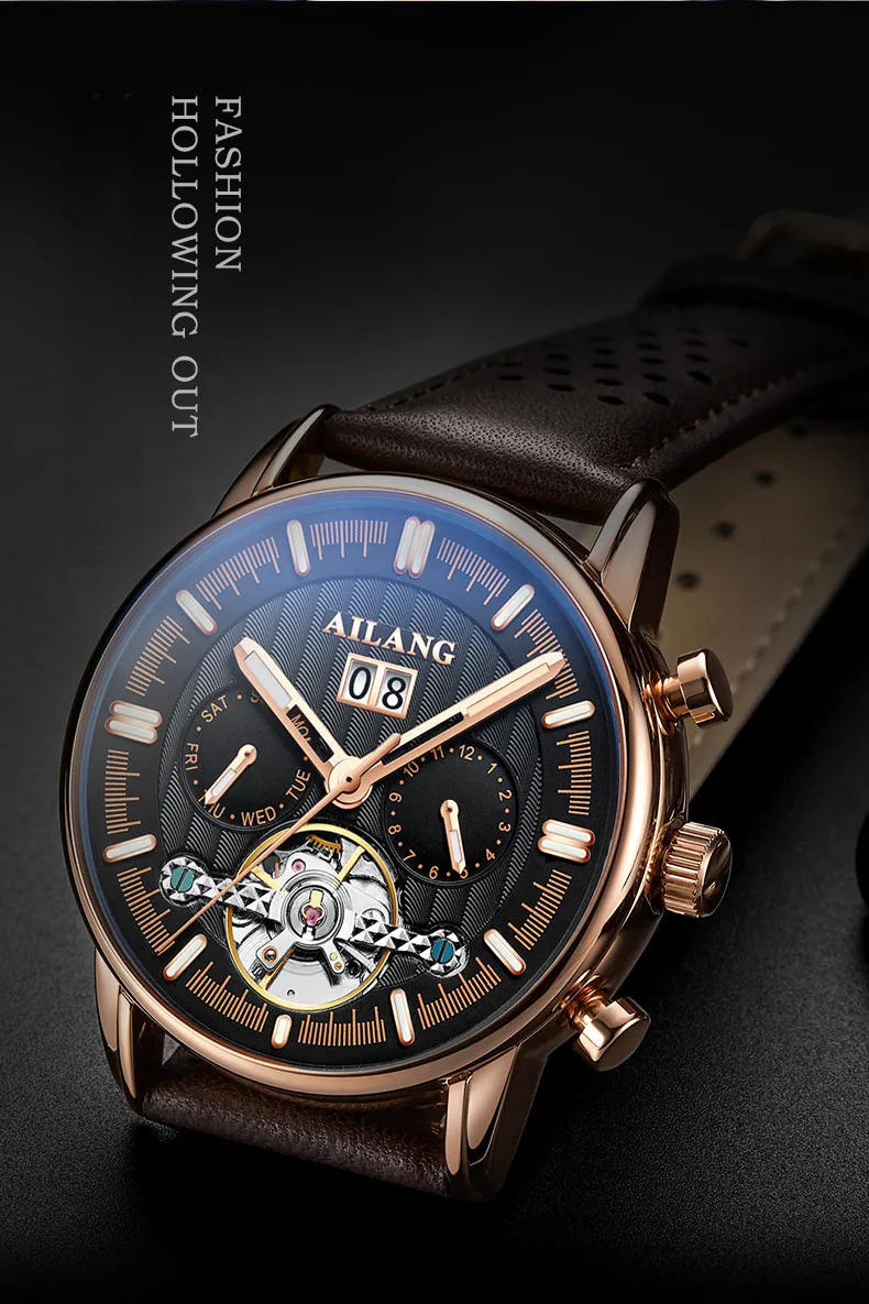 Топ люксовый бренд Tourbillon Мужские автоматические механические часы кожаные мужские s часы спортивные военные часы водонепроницаемые мужские часы