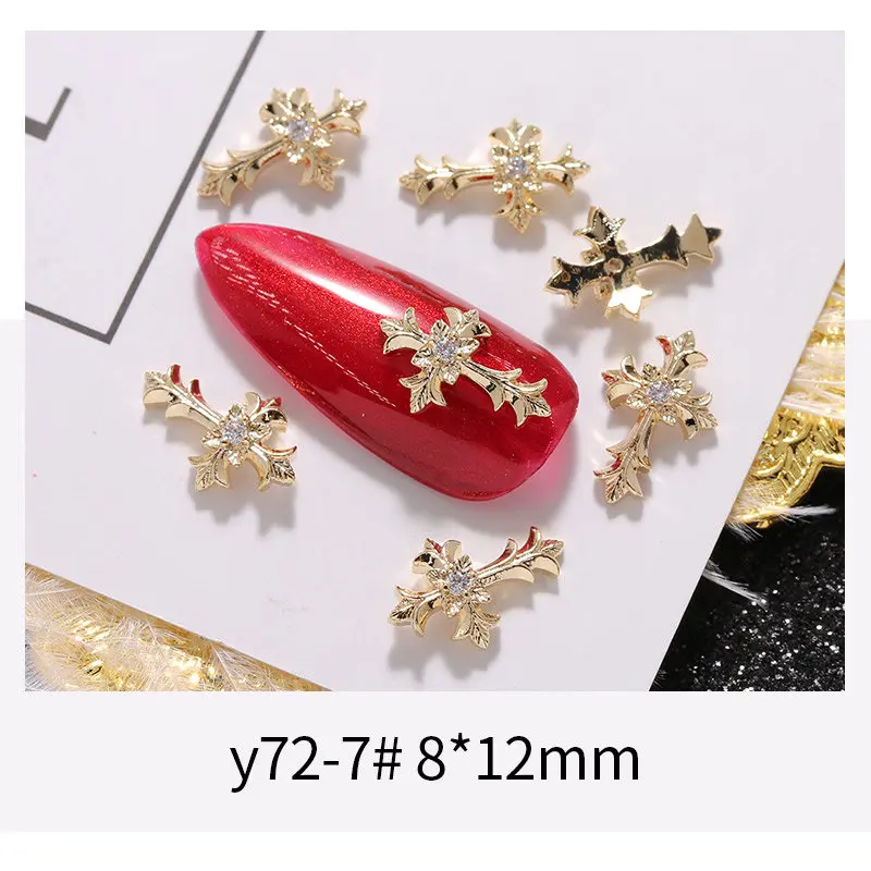 5pcs Pendant Chain 3D Alloy Nail Art Micro-inlay Zircon Pearl metal manicure nail accessories DIY Nail Decoration Nail charms - Цвет: Y72-7