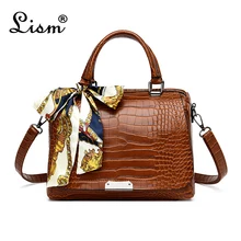 Роскошная женская сумка высокого качества с узором «крокодиловая кожа», 4 цвета, брендовая дизайнерская вместительная сумка через плечо