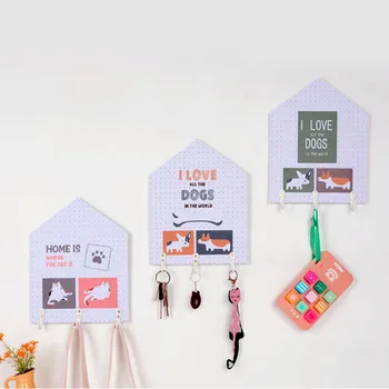 

Cartoon Wooden Coat Hook Wall Mounted Clothes Key Hanger Children's Room Wall Hook Decoration Pentagon Sundries Organization