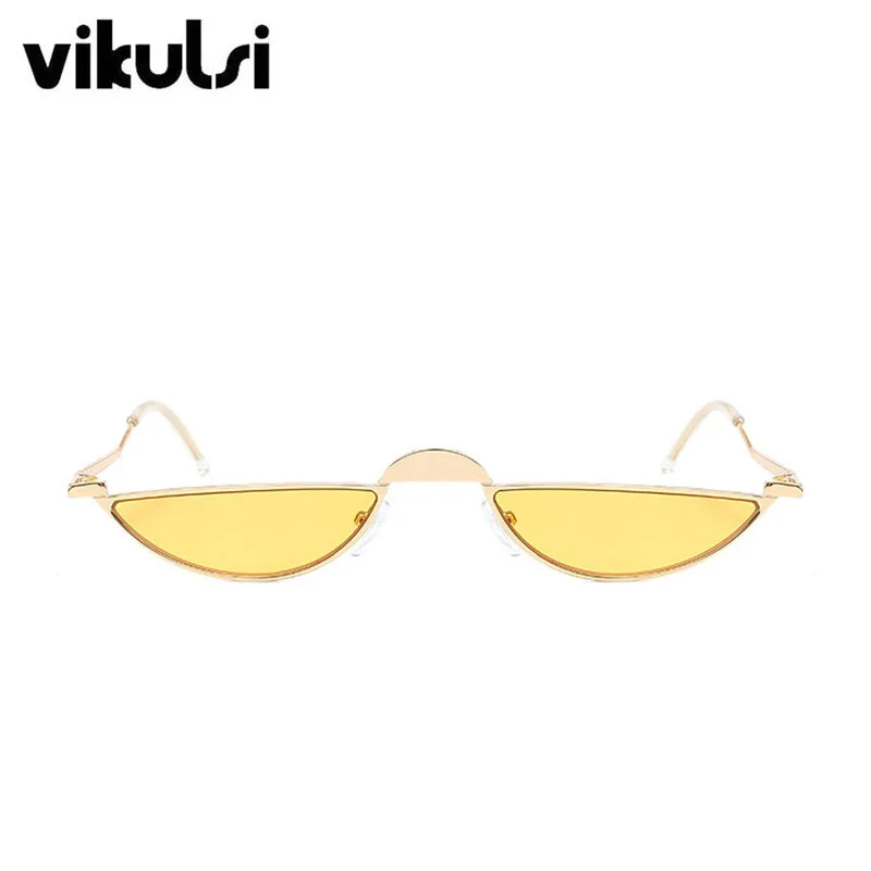 E474 gold yellow Трендовые брендовые дизайнерские женские и мужские маленькие полукруглые солнцезащитные очки в стиле панк, металлическая оправа, многоцветная линза, очки кошачий глаз - Lenses Color: E474 gold yellow