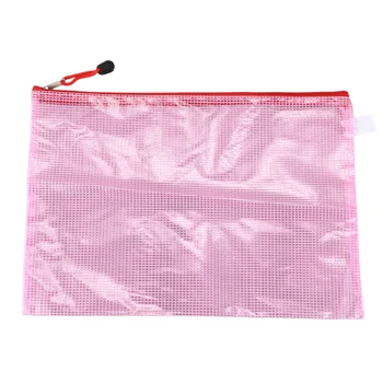 

Red grid zipper 13.4 inchx 9.2 inch A4 files documents holder bag