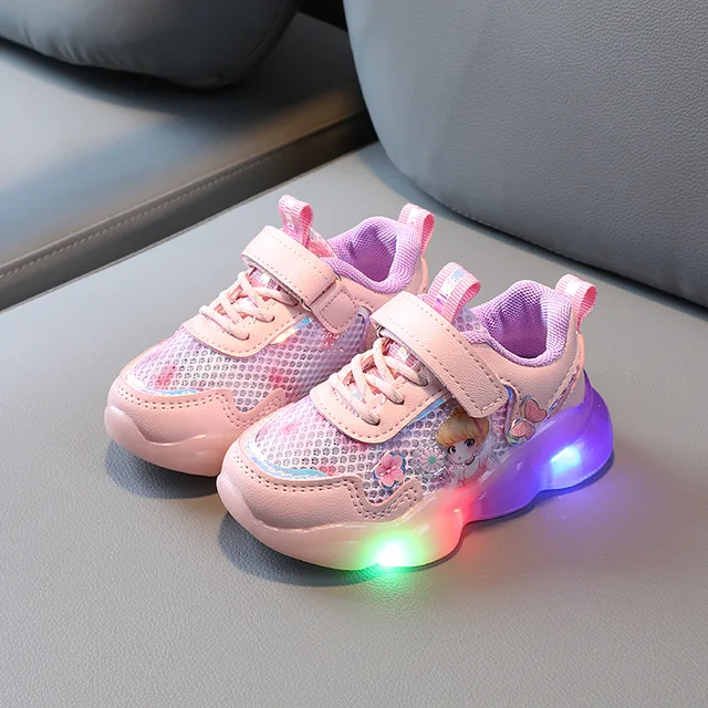 Zapatos de princesa con luces Led para niños y niñas, zapatillas luminosas  transpirables y brillantes, tenis de bebé de talla 21 30|Zapatillas  deportivas| - AliExpress