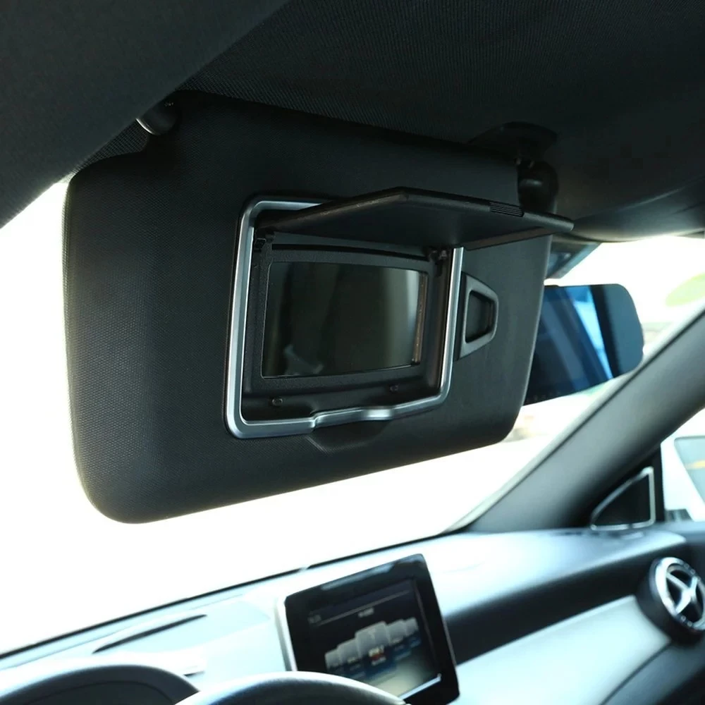 

2pcs Chrome Car Interior Accessories Make Up Mirror Frame Sticker For Mercedes Benz A C CLA GLA GLC GLE ML Accessories