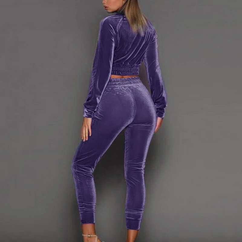 

Women's set spring sportswear suit Suede Long Sleeve Sweater Two-piece Casual Sportswear Set 2020 fashion