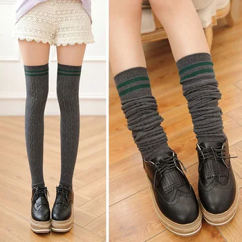 

New Fashion Cotton Sexy Striped Thigh High Over The Knee Socks Long Stockings For Girls Ladies Women -MX8