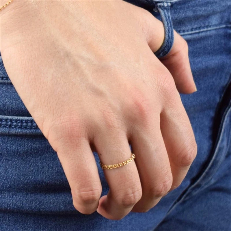 

14K Gold Filled Chain Rings Knuckle Ring Minimalism Gold Jewelry Anillos Mujer Bague Femme Boho Aneis Ring For Women