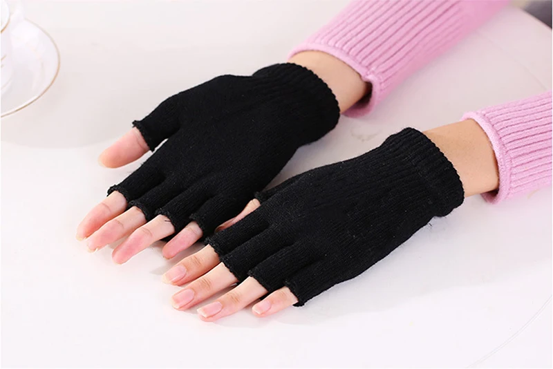 Cartoon Mashup Colorful Pattern Mittens Wrist Spring Summer Fingerless Working Gloves Soft Women Knitted Gloves Open Fingered