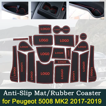 

Anti-slip Door Rubber Cup Cushion for Peugeot 5008 MK2 2017~2019 2018 5008 II 2 SUV 2nd Gen Groove Mat Car Interior Accessories
