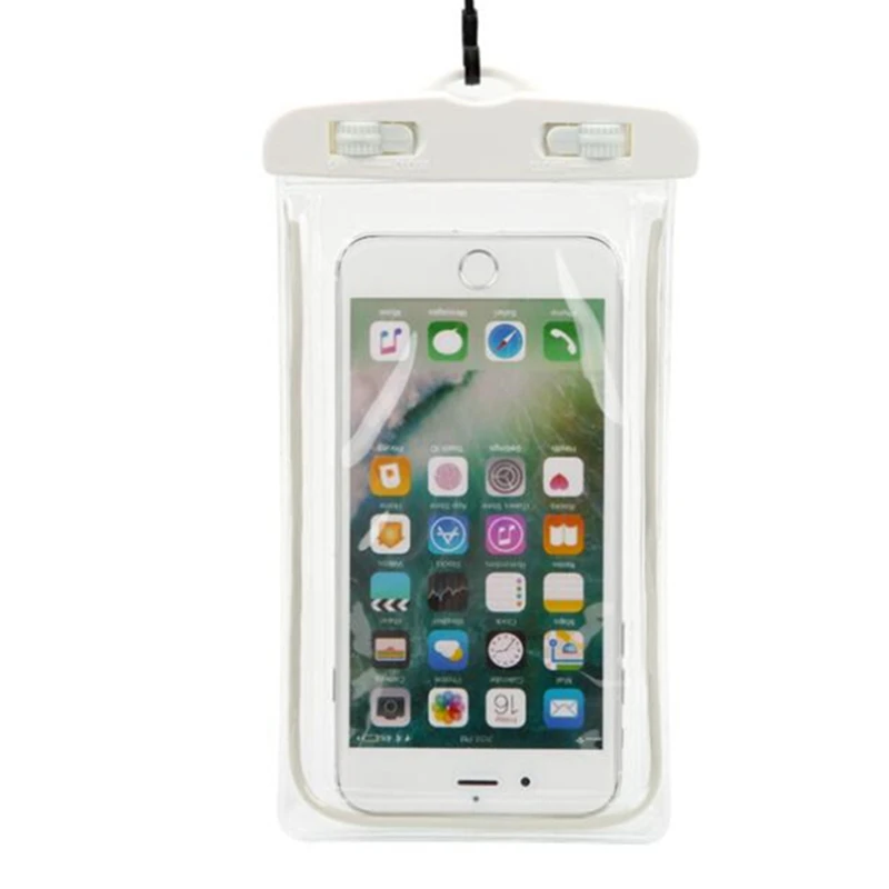 Хранение мобильных телефонов сумка прозрачная сумка для дайвинга пляжная водонепроницаемая сумка камера для дайвинга светящийся ПВХ Apple Эндрюс универсальный карман - Цвет: Белый