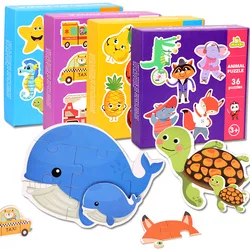 Crianças correspondência quebra cabeça transporte animal frutas legumes aprendizagem precoce brinquedos para crianças brinquedo educativo presente