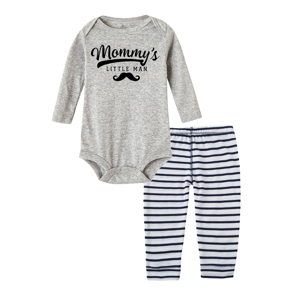 MOMMY'S LITTLE MAN/комбинезон для новорожденных и маленьких мальчиков+ штаны, комбинезон с длинными рукавами, костюм для подвижных игр, комплект одежды для маленьких мальчиков - Цвет: R044-LPPGYBU-