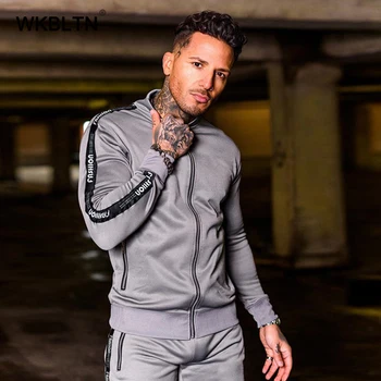 

Tracksuit Men Set Polyester Slim Fit Sweat Suits Mens Jogger Sets Coats and Pants Male Running Workout Outdoor Sportswear