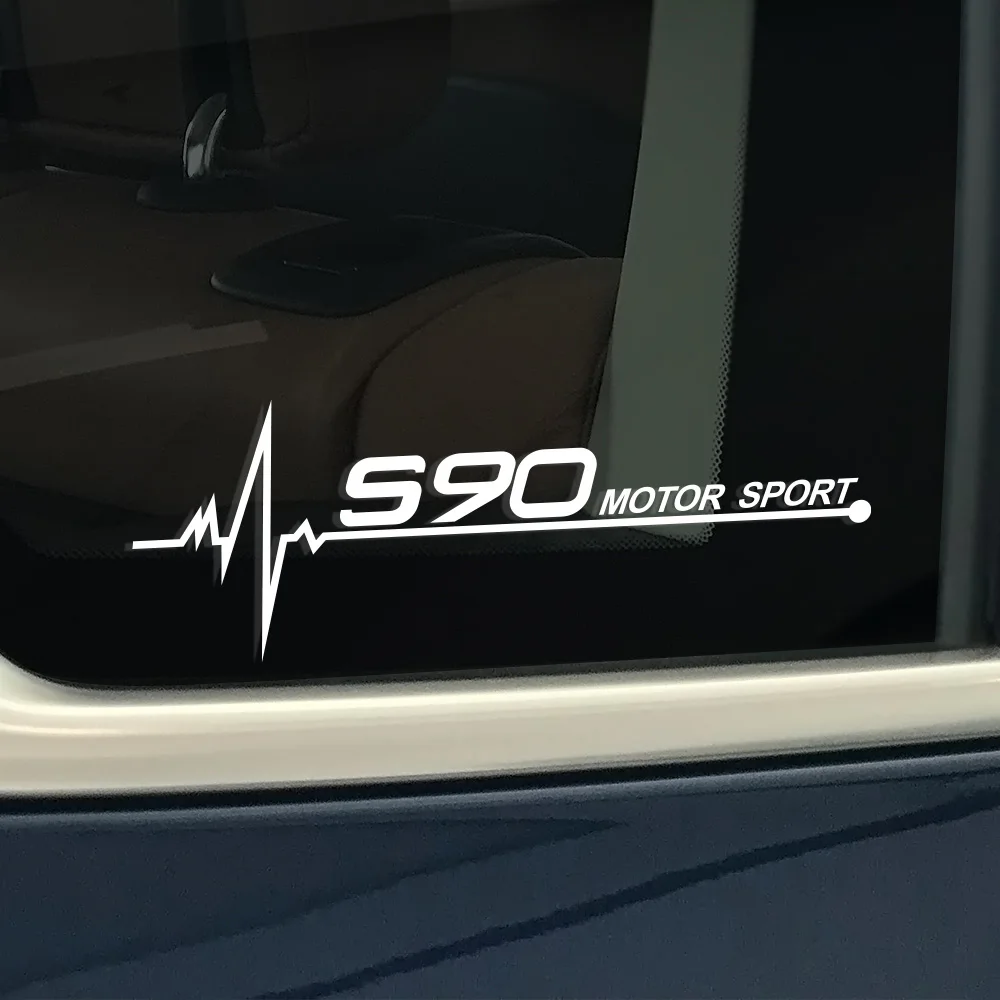 2 шт. авто наклейки на боковое окно для Volvo S60 XC90 V40 V50 V60 S90 XC60 XC40 AWD T6 Пленительные виниловые наклейки аксессуары - Название цвета: S90
