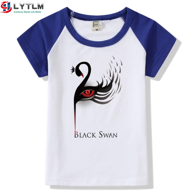 LYTLM черная футболка с лебедем Femme Hallween костюмы для девочек XXX Детские рубашки для девочек Anniversaire Enfant детская одежда футболка с рисунком