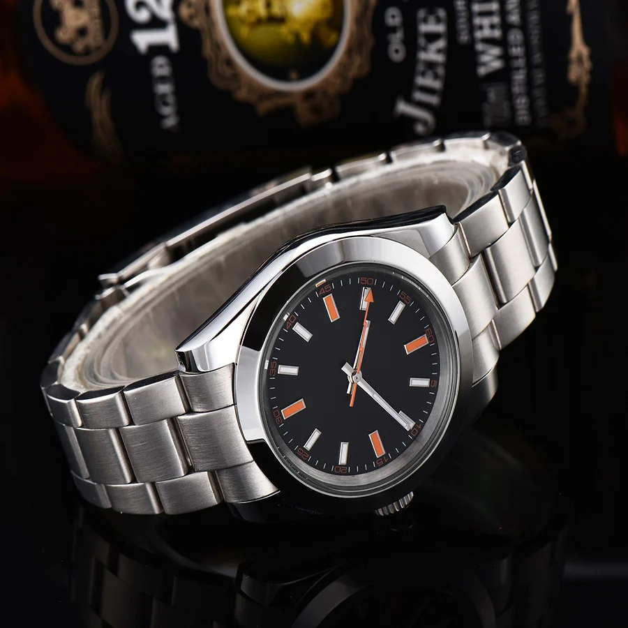

Men Black 40mm Watch Dial Luminous Pointer Men's New 316L Stainless Steel Bracelet Automatic Movement 02