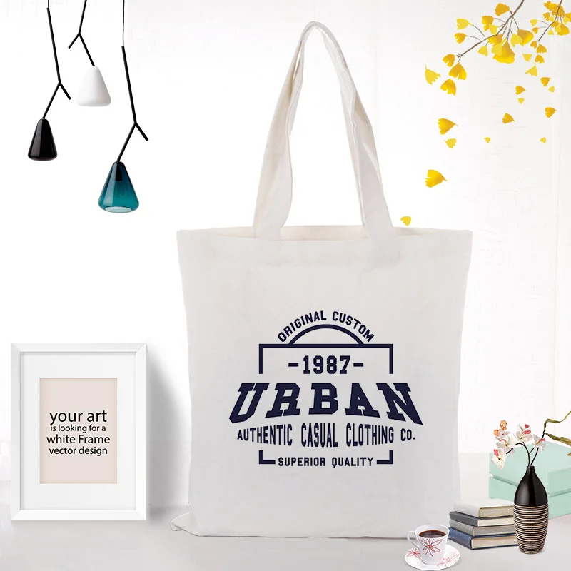 Текстовый тип сумки вместительная сумка для покупок сумка на заказ Печать текстовый логотип DIY ежедневное использование холст эко экологическая многоразовая утилизация