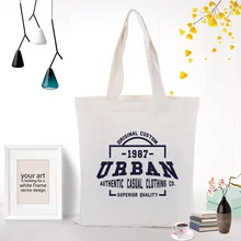 Текстовый тип сумки вместительная сумка для покупок сумка на заказ Печать текстовый логотип DIY ежедневное использование холст эко экологическая многоразовая утилизация