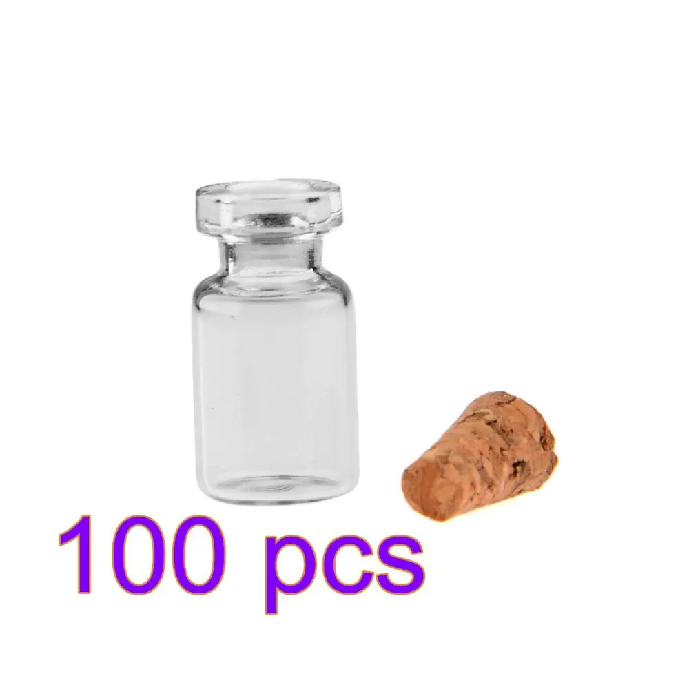 

HIPSTEEN 100Pcs 0.5ml Mini Glass Bottle Wishing Bottle Vials Empty Sample Jar with Cork Stopper Wedding Wish Jewelry Party Favor