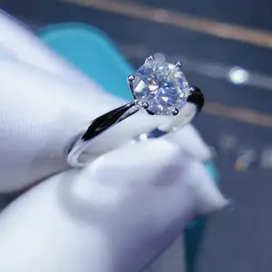 Image 2 - Geoki anillo de compromiso de Plata de Ley 925 con gemas de colores, anillo de compromiso con gemas de diamante de 1 quilate, corte perfecto