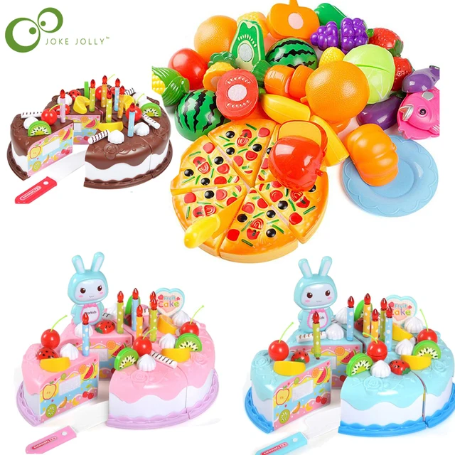 Children Educational Gift Pretend Play Set Plastic Food Toy DIY Cake Toy Cutting Fruit Vegetable Food Pretend Play Toys 1