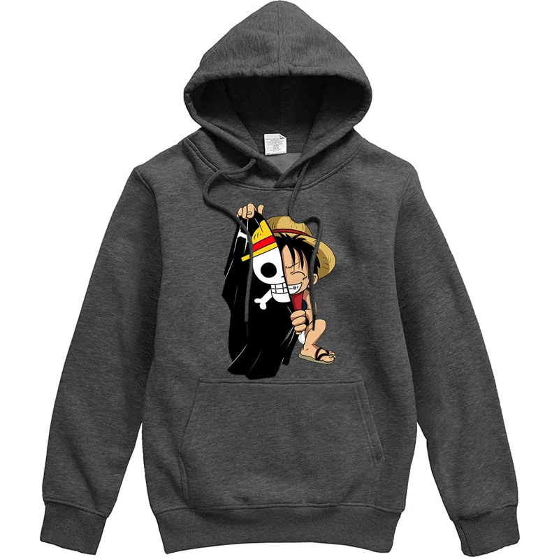 One piece Luffy толстовки мужские повседневные Homme флисовый пуловер с принтом японского аниме Мужская Уличная одежда осенне-зимние топы Мужские