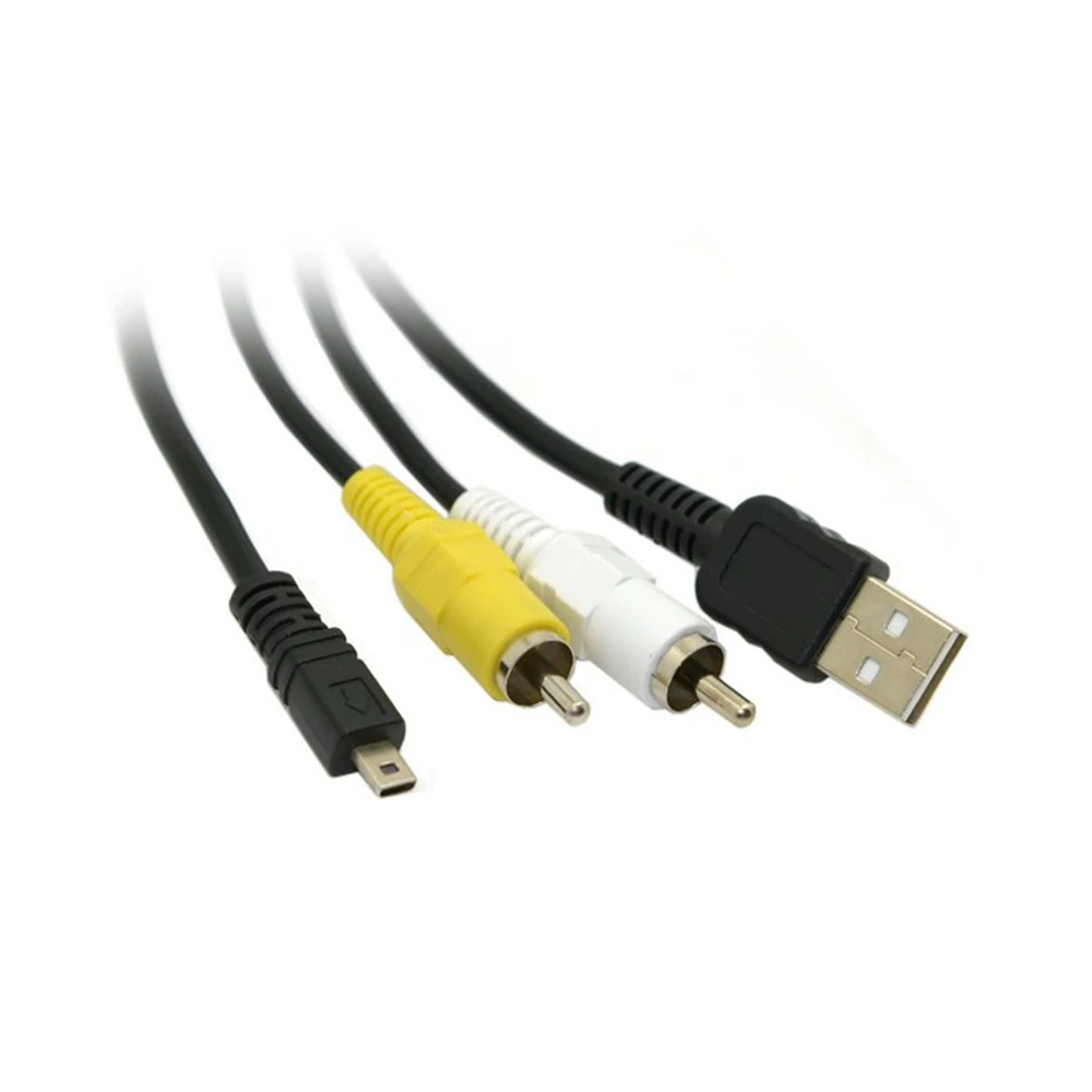 HY-190 RCA AV и USB Mini 8 Pin 2 в 1 кабель для передачи данных для Nikon Coolpix S210 S520 L15 5100 цифровые камеры USB кабель+ av-кабель