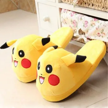 

2019 New Anime Cartoon Home Slippers Lovers Warm Woman Slides Pikachu Plush Shoes Thermal Cotton Slippers Women Shoes Flip Flops