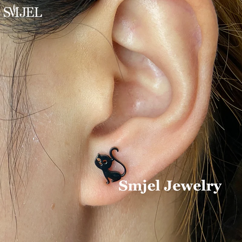 Kleine Cartoon Tier Kitty Ohr stecker für Frauen Mode Edelstahl Kätzchen Katze Hund Pfote Ohrring Eule Biene Schmuck Geschenke – Detail 26