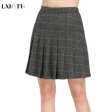 LXMSTH Женская плиссированная юбка плюс размер с высокой талией Осенняя повседневная короткая клетчатая юбка женская голографическая уличная юбка в готическом стиле 5XL